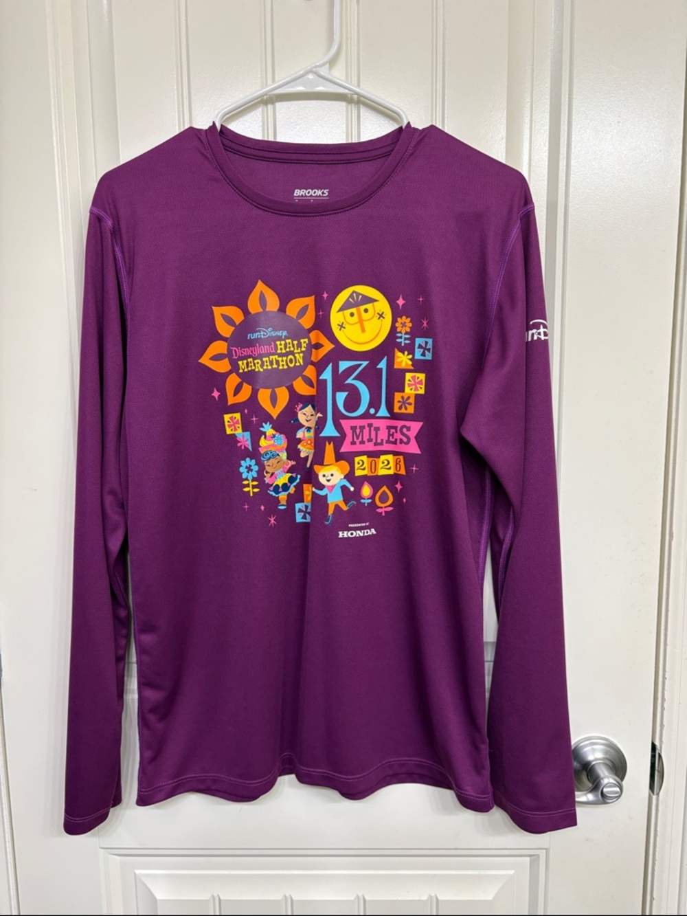 Brooks Purple Mens Long Sleeve Disneyland Half Marathon Graphic Tee